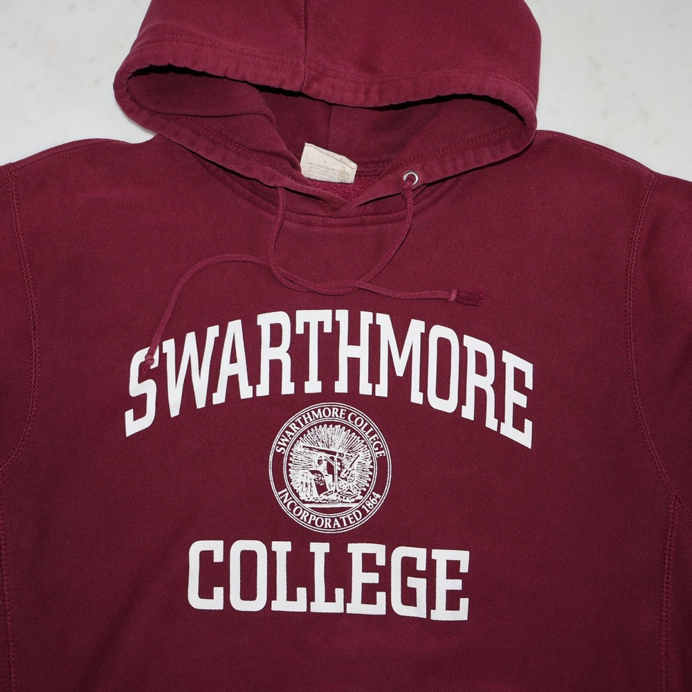 Vintage MV Sport Pro-Weave Swarthmore College Hoodie Maroon Mens Medium